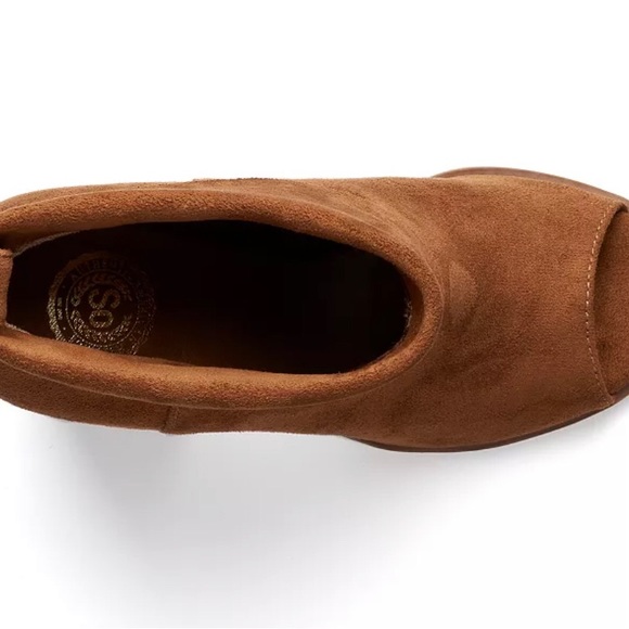 So Nochill Women’s Peep Toe Ankle Boots Size 9 Cognac Brown - Picture 5 of 10